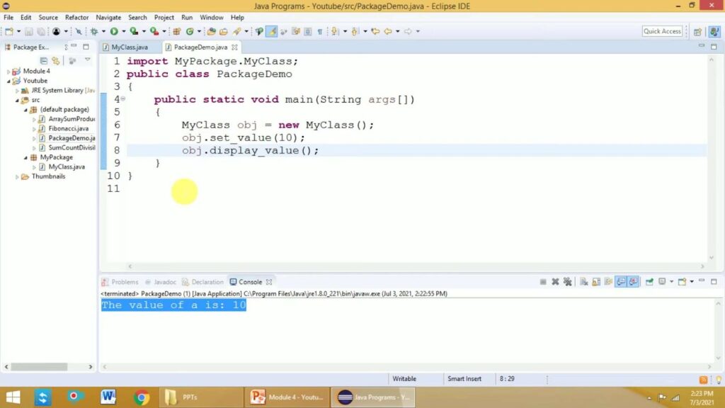 Process of creating different types of packages in java