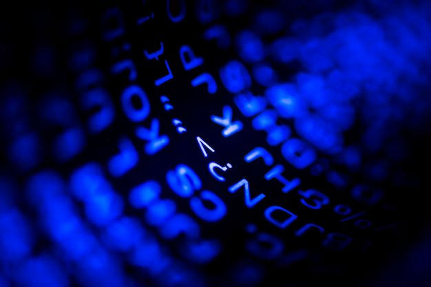 Close-up view of blue program code