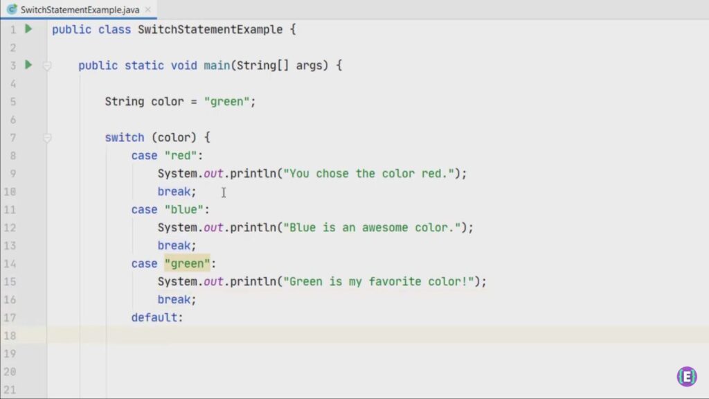 Switch statement with strings